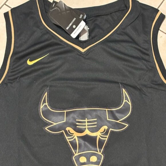 Chicago Bulls Michael Jordan # 23 Jersey Black/Gold , Unisex - Picture 5 of 12